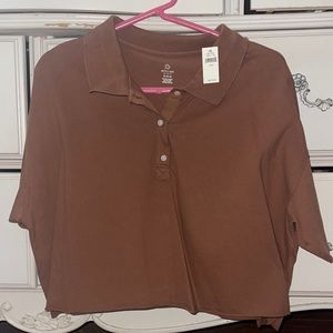 Cropped collared loose tee by AERIE
